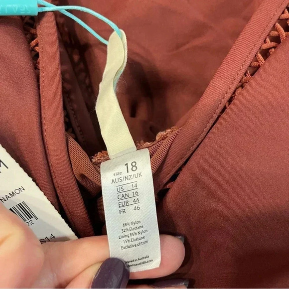 NWT Sea Level Swim Eco Essentials Spliced One Piece Cinnamon Size 14 - Picture 6 of 12